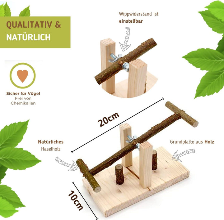 Vogelgaleria® Tolle Vogelwippe BZW. Vogelschaukel aus Naturholz. Handgemacht | Tolles Wellensittich