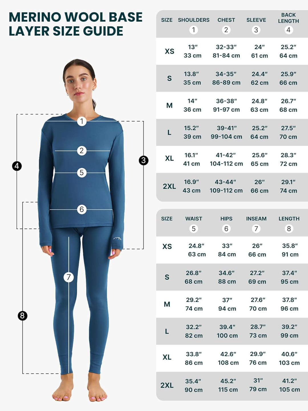 Merino.tech 100% Merino Unterwäsche Damen Set - Leicht, Mittelgewicht, Funktionsunterwäsche Merinowo