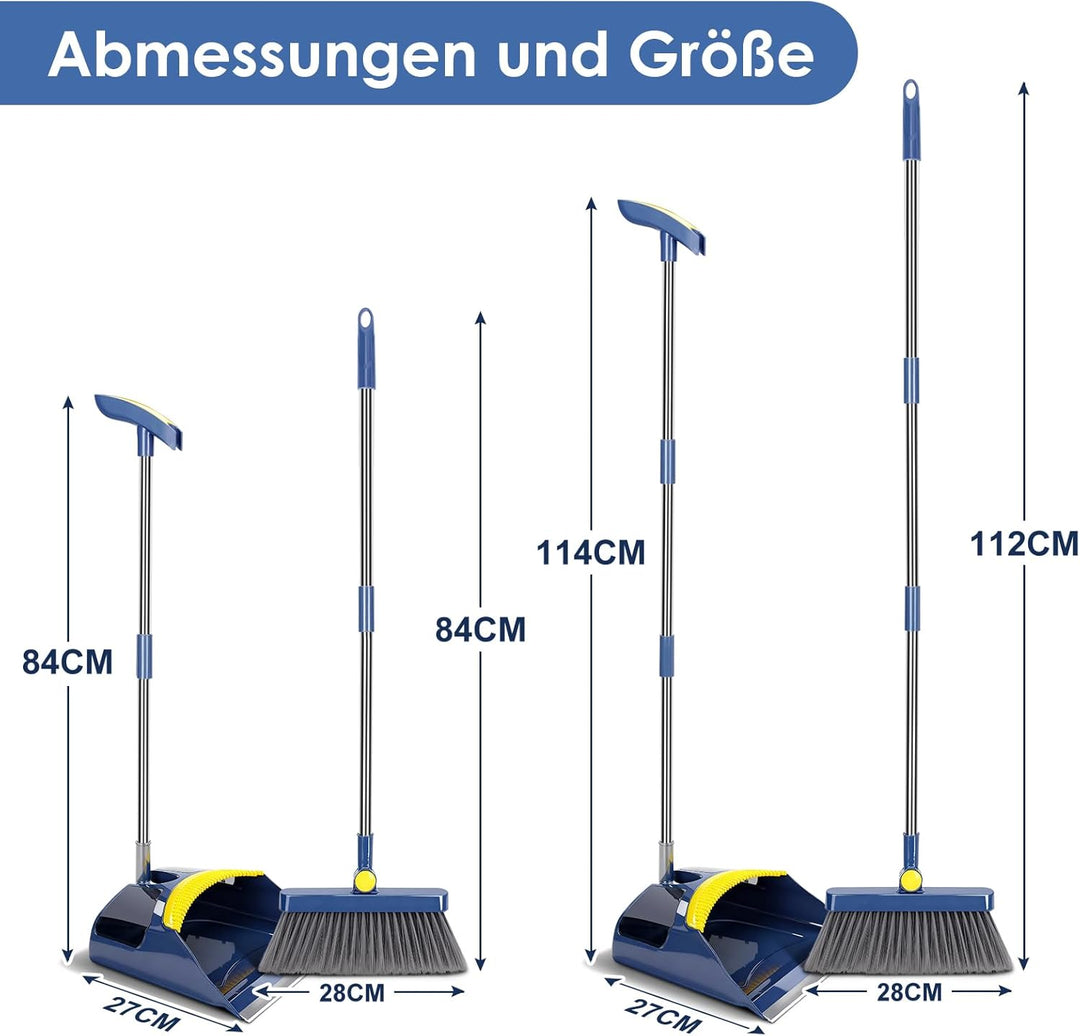 Besen und Kehrschaufel Set,Masthome Besen mit Stiel,Aufrecht Kehrschaufel mit Langem Stiel,Broom and
