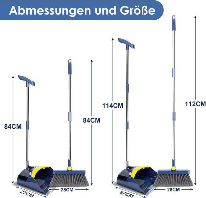 Besen und Kehrschaufel Set,Masthome Besen mit Stiel,Aufrecht Kehrschaufel mit Langem Stiel,Broom and