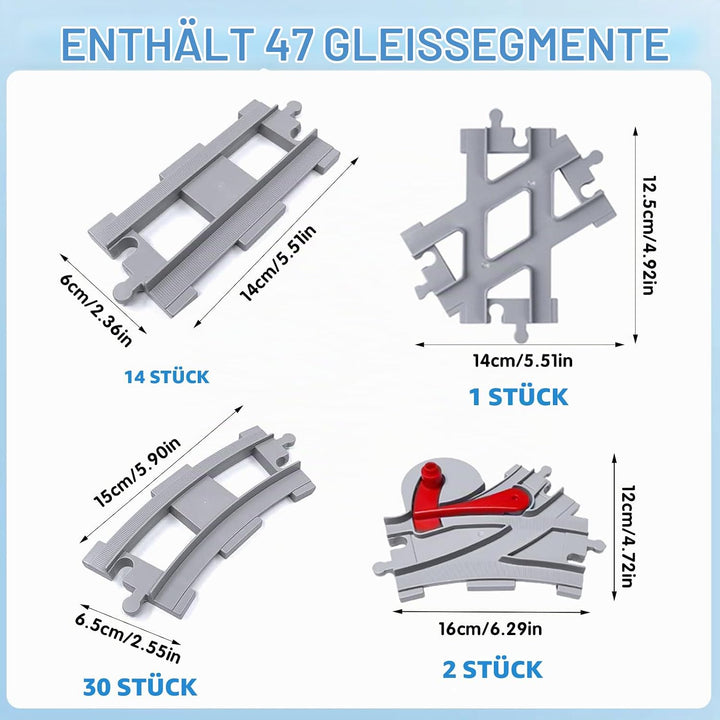 BOYIFEIJIE 47PCS Bausteine Schienen Set - City Eisenbahn Schienen Bestehend Mit Geraden, Kurven &amp; Kr