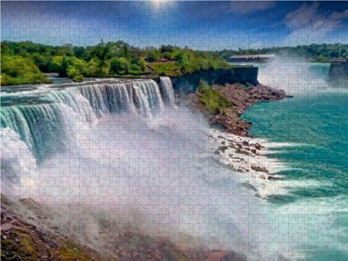 CALVENDO Puzzle Niagarafälle - American Falls und Horseshoe Fall 1000 Teile Lege-Grösse 64 x 48 cm F