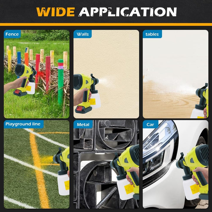 Farbsprühsystem Elektrisch für Ryobi 18V Akku, HVLP Aktualisiert Farbsprühgerät mit 4 Düsen, 3 Sprit