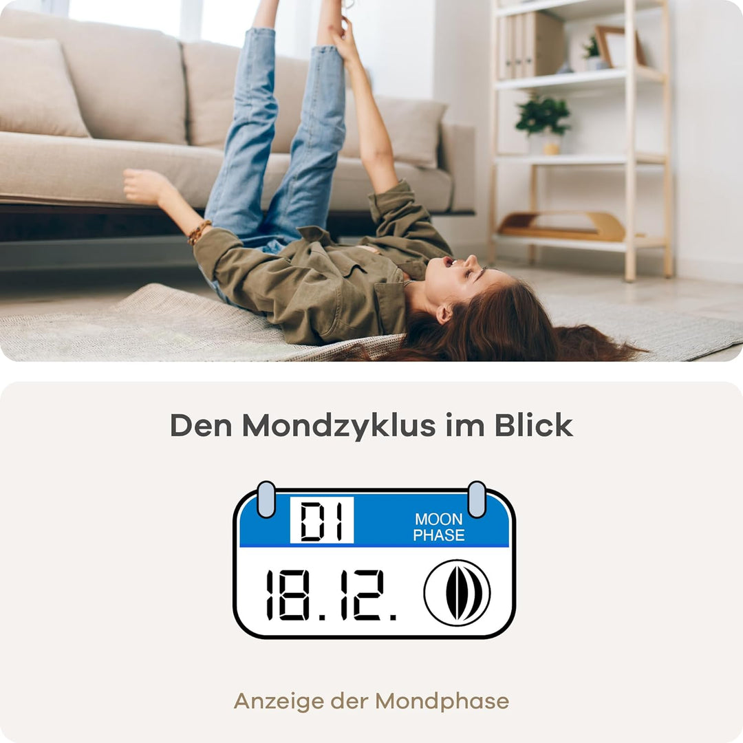 Mebus Wetterstation mit Aussensensor, zeigt Temperatur und Luftfeuchtigkeit innen und aussen, mit We