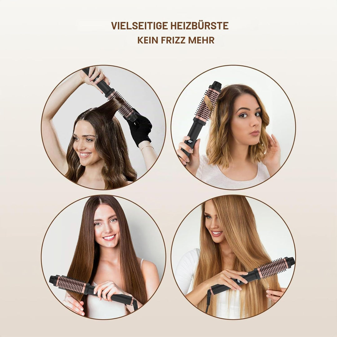Thermal Brush 3 in 1, Lockenbürste Thermobürste 38mm, LCD Anzeige 120-200℃, Double PTC Wärmebürste,