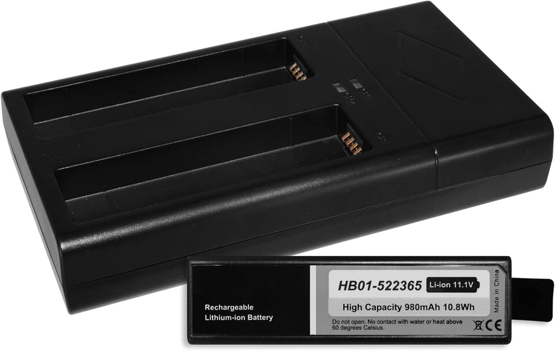 2X Akku (980mAh) + Dual-Ladegerät kompatibel zu HB01-522365 für DJI Osmo (Pro, Raw, Plus, Mobile) /