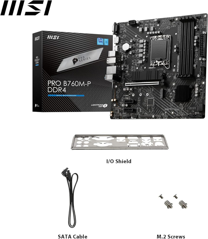 MSI PRO B760M-P DDR4 Mainboard, Micro-ATX - Unterstützt Intel 12th & 13th Gen Core Prozessoren, LGA
