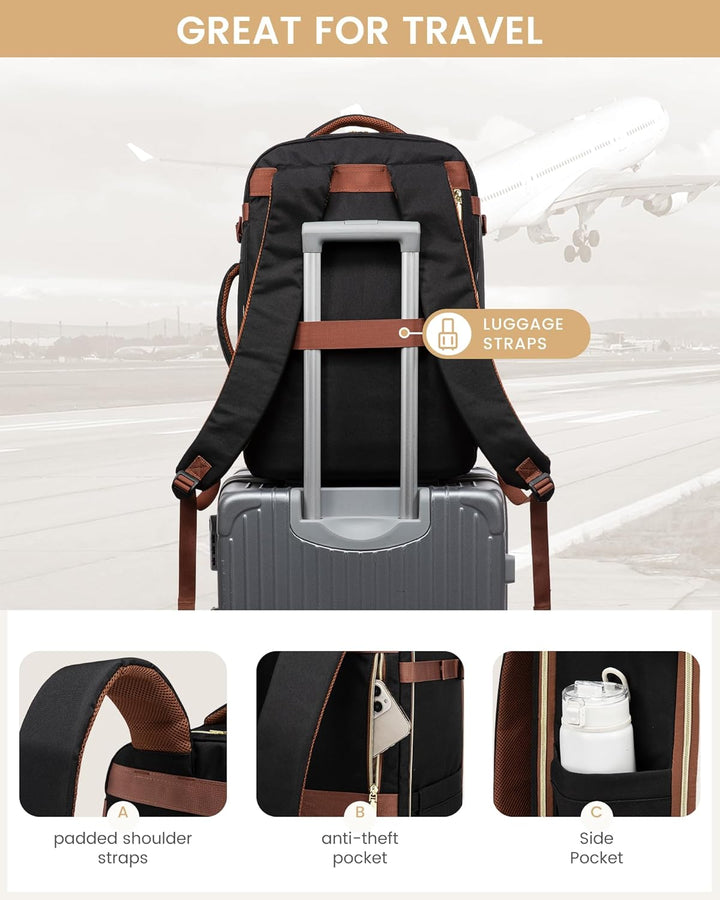 LOVEVOOK Handgepäck Rucksack Flugzeug, 50L Gross Reiserucksack Damen Herren Tasche, 18 Zoll Travel B