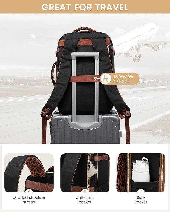 LOVEVOOK Handgepäck Rucksack Flugzeug, 40L Gross Reiserucksack Damen Herren Tasche, 17 Zoll Laptop R