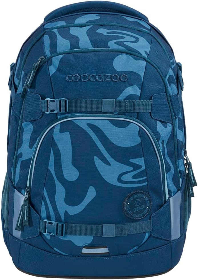 Coocazoo Schulrucksack-Set MATE „Breaking Waves“ 3-teilig, blau, ergonomischer 30L Tornister, mit Br