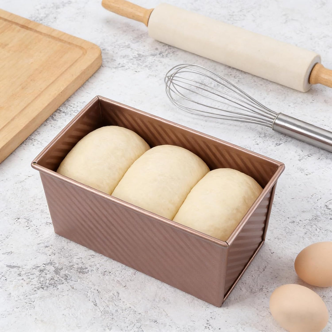 2 Stück Toastbrot Backform mit Deckel 1000g und 450g, Kastenform mit Deckel aus Kohlenstoffstahl, An