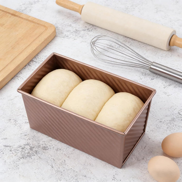 2 Stück Toastbrot Backform mit Deckel 1000g und 450g, Kastenform mit Deckel aus Kohlenstoffstahl, An