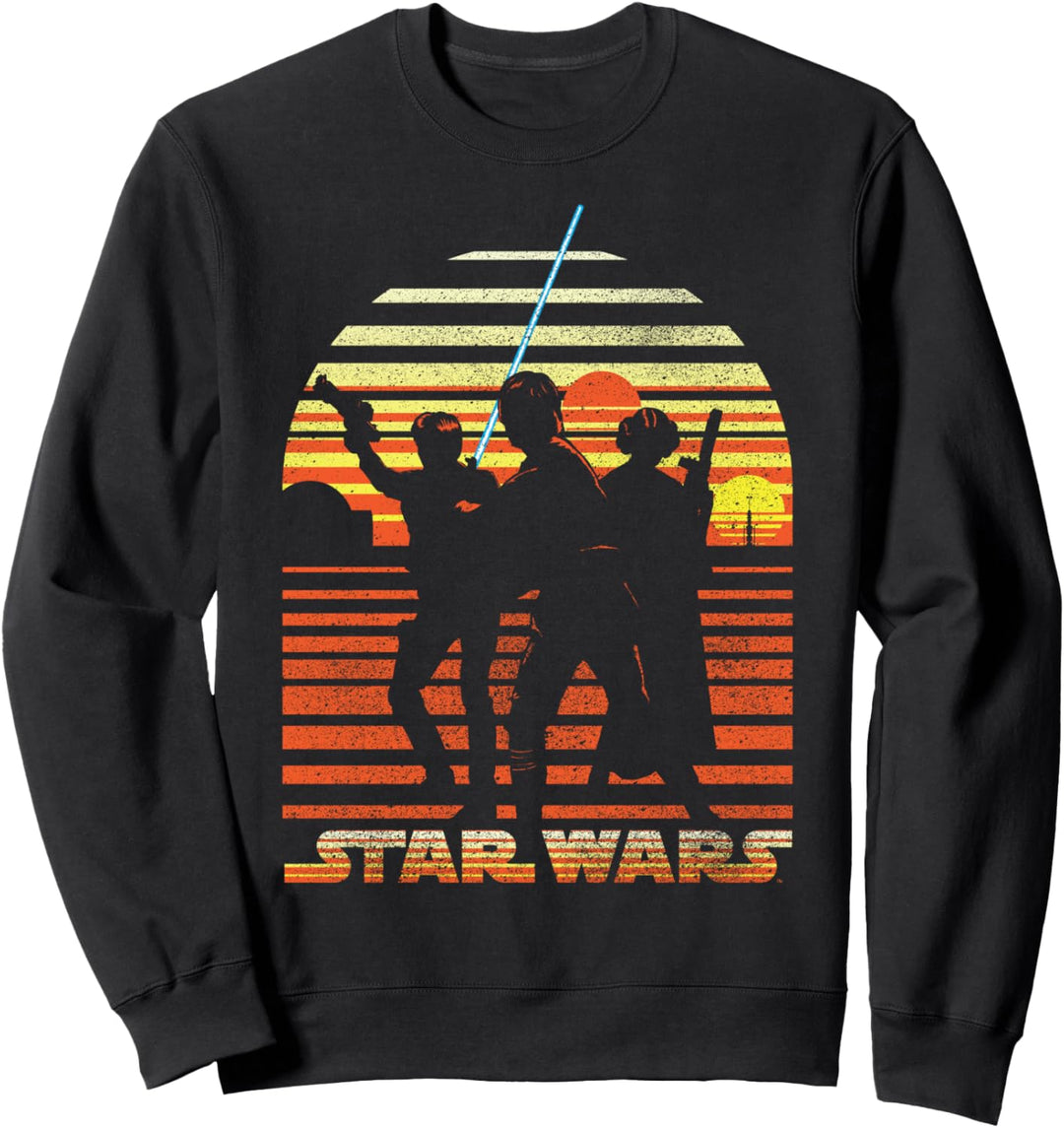 Star Wars Group Shot Striped Sunset Silhouette Sweatshirt