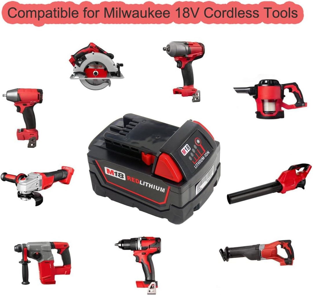 CYDZ® 2 Stück 18V 5.0Ah Akku für Milwaukee M18 48-11-1828 48-11-1840 C18B M18BX Li18 M18B4 M18 XC mi
