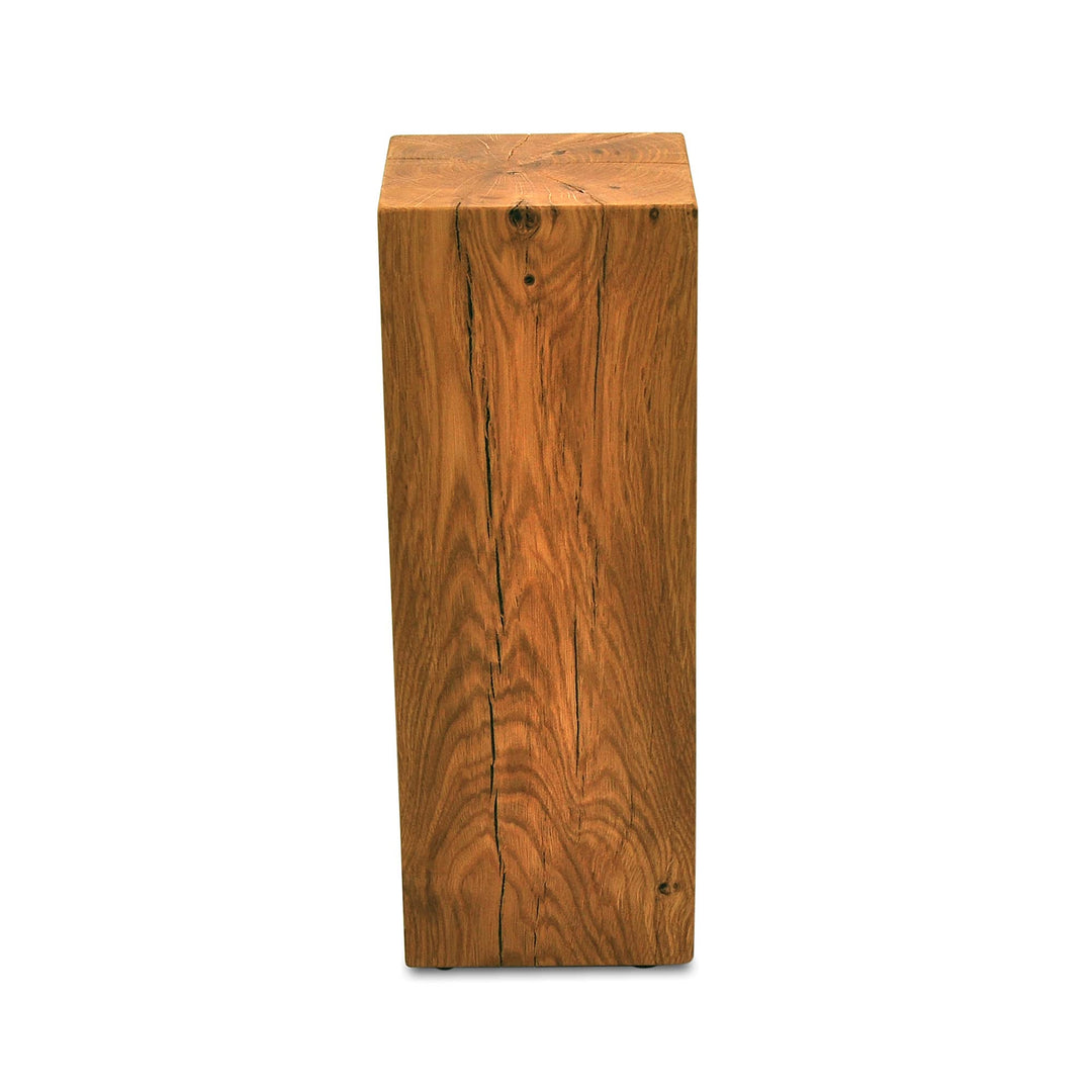 ms factory Holzblock Eiche Massiv - Handgefertigter Holzklotz - Rustikale Holzsäule - Beistelltisch