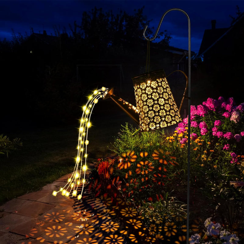GuKKK Solar Giesskanne mit Solarlampen für Aussen, LED Lichter, Gartendeko Modern Stil, Lichterkette