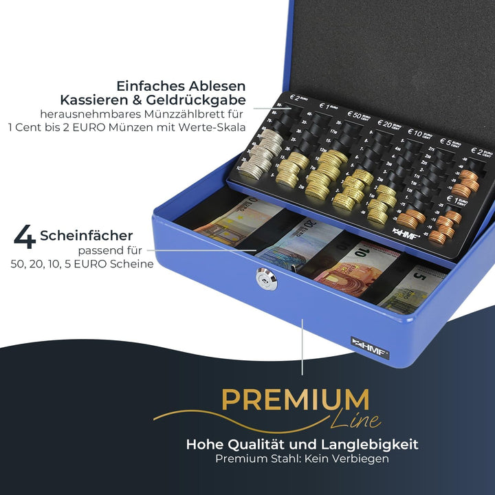 HMF 10015-05 Geldkassette Geldzählkassette 30 x 24 x 9 cm, Blau