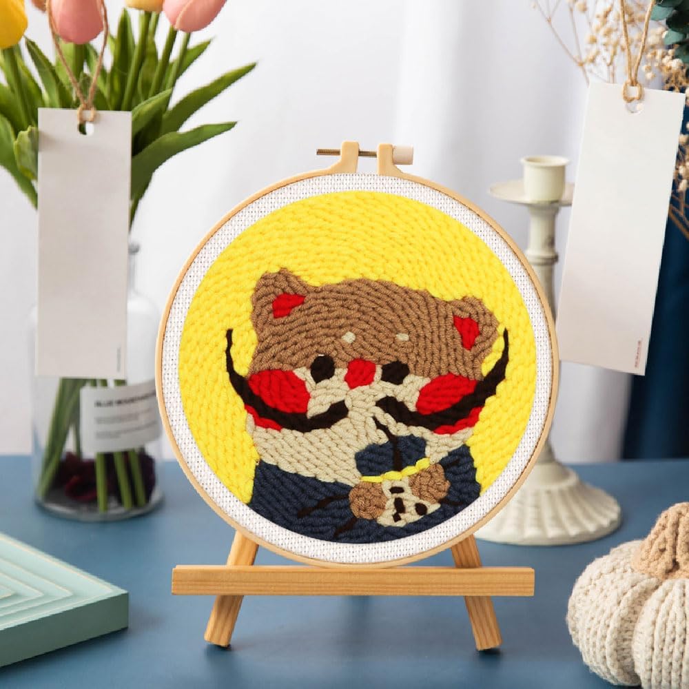 Figured'Art Punch Needle Set für Erwachsene - Stickerei, ideal für Anfänger - Kitty Dali mit Bubble