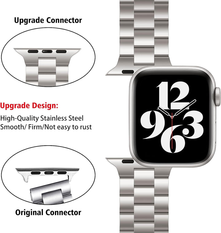 QAZNZ Metall Armband Kompatibel mit Apple Watch Armband 45mm 44mm 49mm 42mm, Edelstahl Metall Ersatz