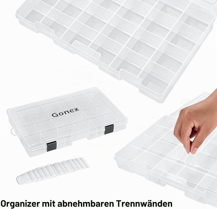 Gonex Köderboxen Angeln, Tackle Boxes 3/4 Stück, Transparente Kunststoff Angelbox mit Verstellbaren