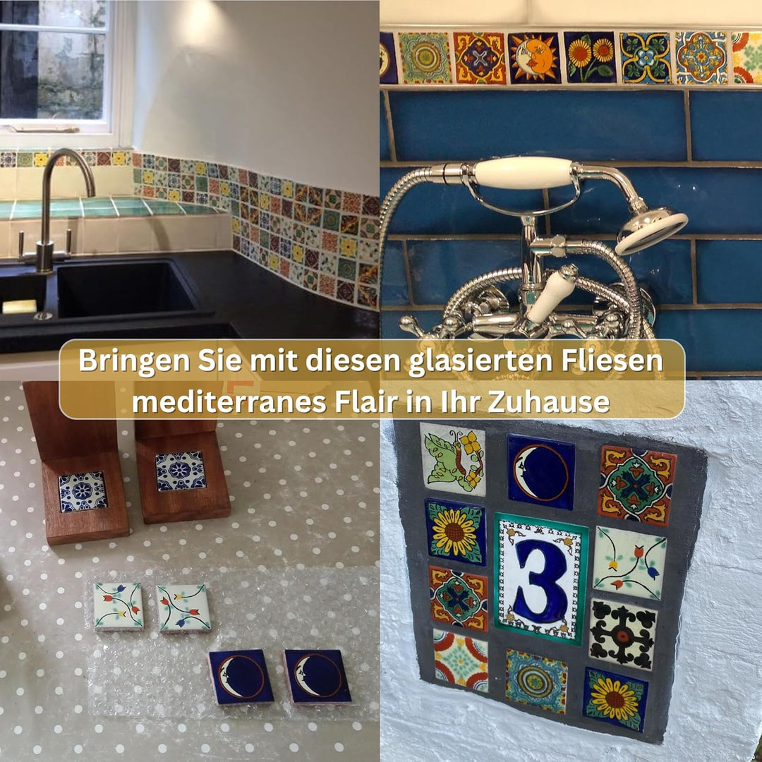 Eine Packung von 50 mexikanischen handgemachten Talavera, 5 cm Fliesen