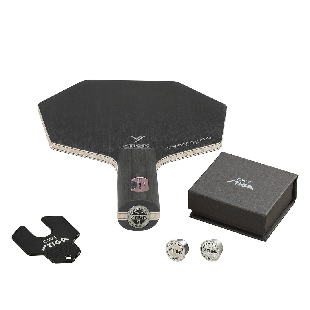 Stiga Tischtennisholz Cybershape Carbon mit CWT Custom Weight Technology Gerade, Gerade