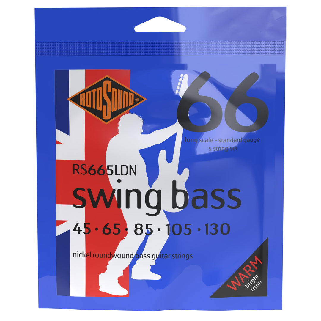 Rotosound Nickelsaiten für E-Bass, Runddraht, Standardstärke 45 65 80 105 130