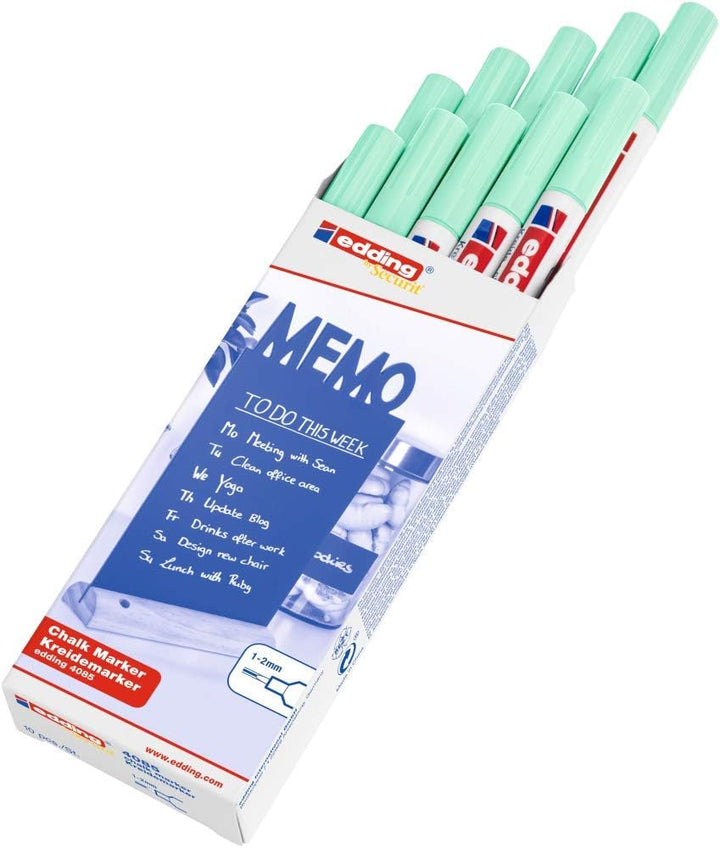 edding 4085 Kreidemarker - pastel-grün - 10 Kreidestifte - Rundspitze 1-2 mm - dünner Kreidestift fü
