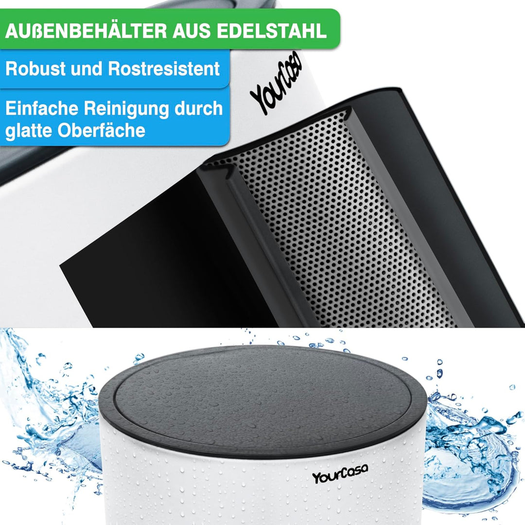 YourCasa Mülleimer Bad [5L] aus Edelstahl für Badezimmer [Softclose] - Badmülleimer Klein - Kosmetik