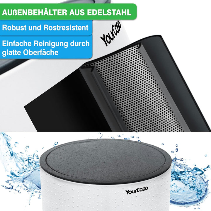 YourCasa Mülleimer Bad [5L] aus Edelstahl für Badezimmer [Softclose] - Badmülleimer Klein - Kosmetik