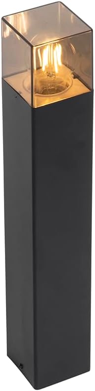 Qazqa - Modern Stehende Aussenlampe schwarz 50 cm IP44 mit Rauchglaseffekt - Dänemark I Aussenbeleuc