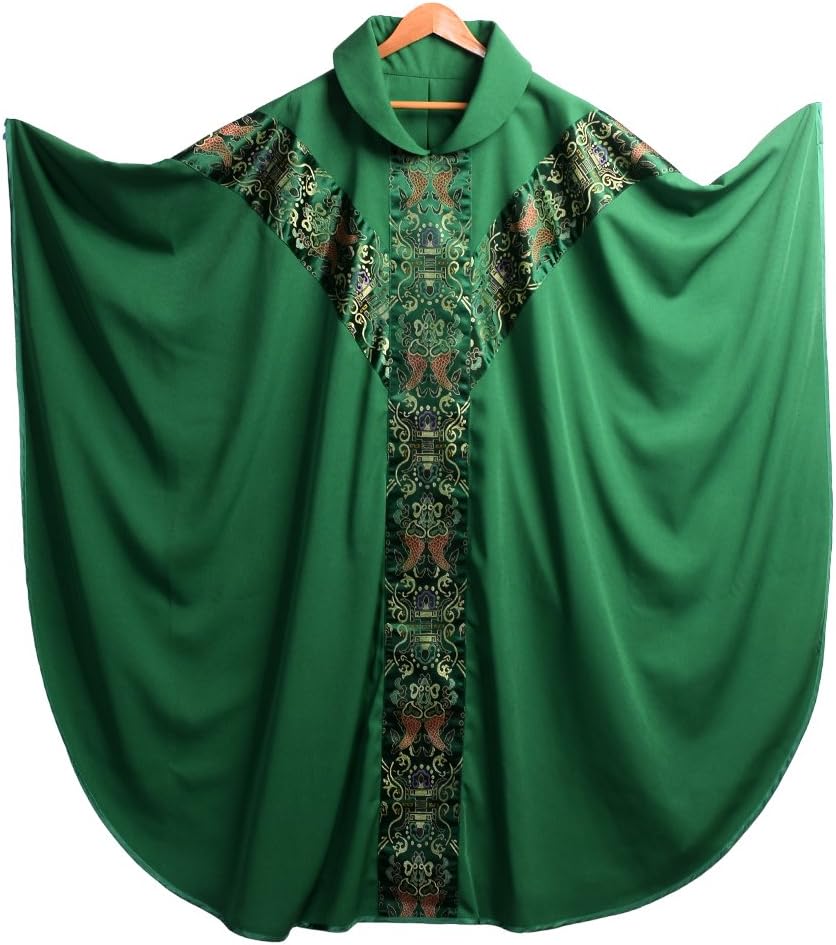 BLESSUME Priester Celebrant Messgewand katholisch Kirche Vater Masse Robe Stickerei Grün Einheitsgrö