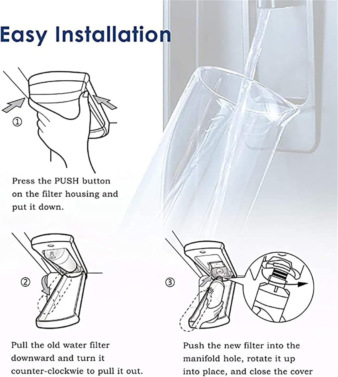 LT1000P/PC/PCS Kühlschrank Wasserfilter Ersatz, 3 Pack Wasserfilter Kompatibel Mit MDJ64844601, ADQ7