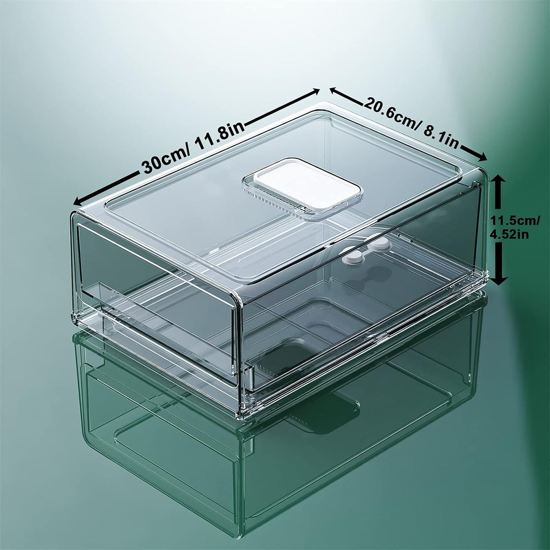 YekouMax Fridge Organizer, Fridge Drawers with Handle, Stackable Transparent Container for Kitchens,