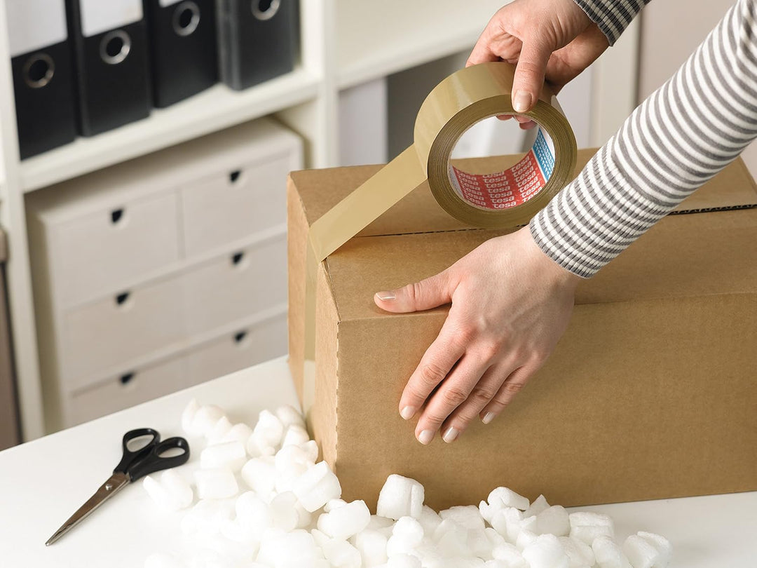 tesapack Abroller Pack' n' Go - Ergonomischer, blauer Handabroller für Paketbänder & pack Ultra Stro