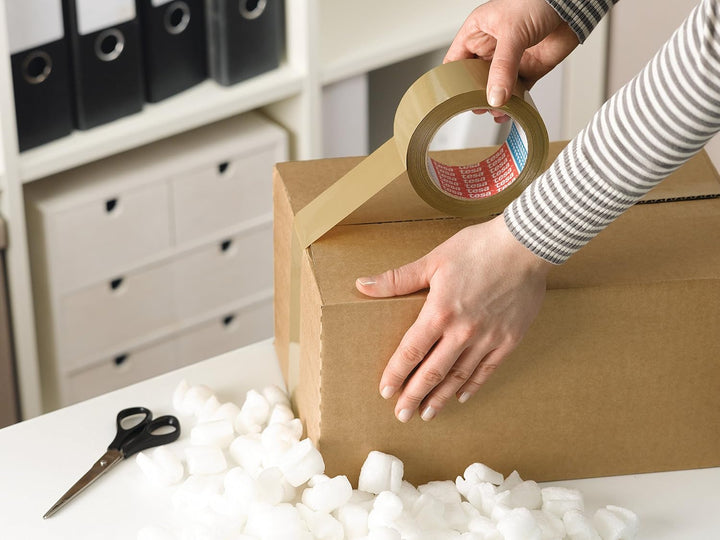 tesapack Abroller Pack' n' Go - Ergonomischer, blauer Handabroller für Paketbänder & pack Ultra Stro