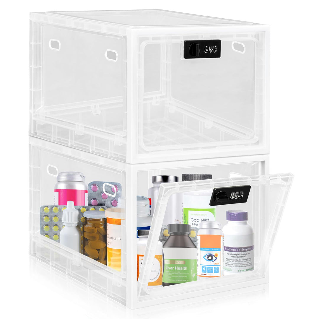 Gemaxvoled Abschliessbare Box, durchsichtige Box für Medikamente, Premium-Material abschliessbare La