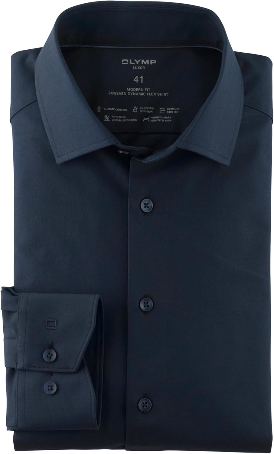 OLYMP Herren Businesshemd Langarm Luxor 24/Seven,Twill,modern fit,Global Kent 42 Navy, 42 Navy