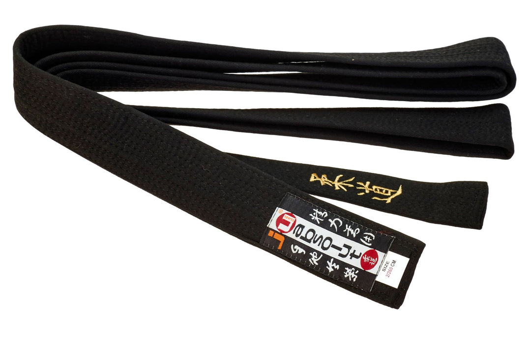 Ju-Sports Budogürtel schwarz mit Bestickung Judo (Japanisches Kanji) 350, 350