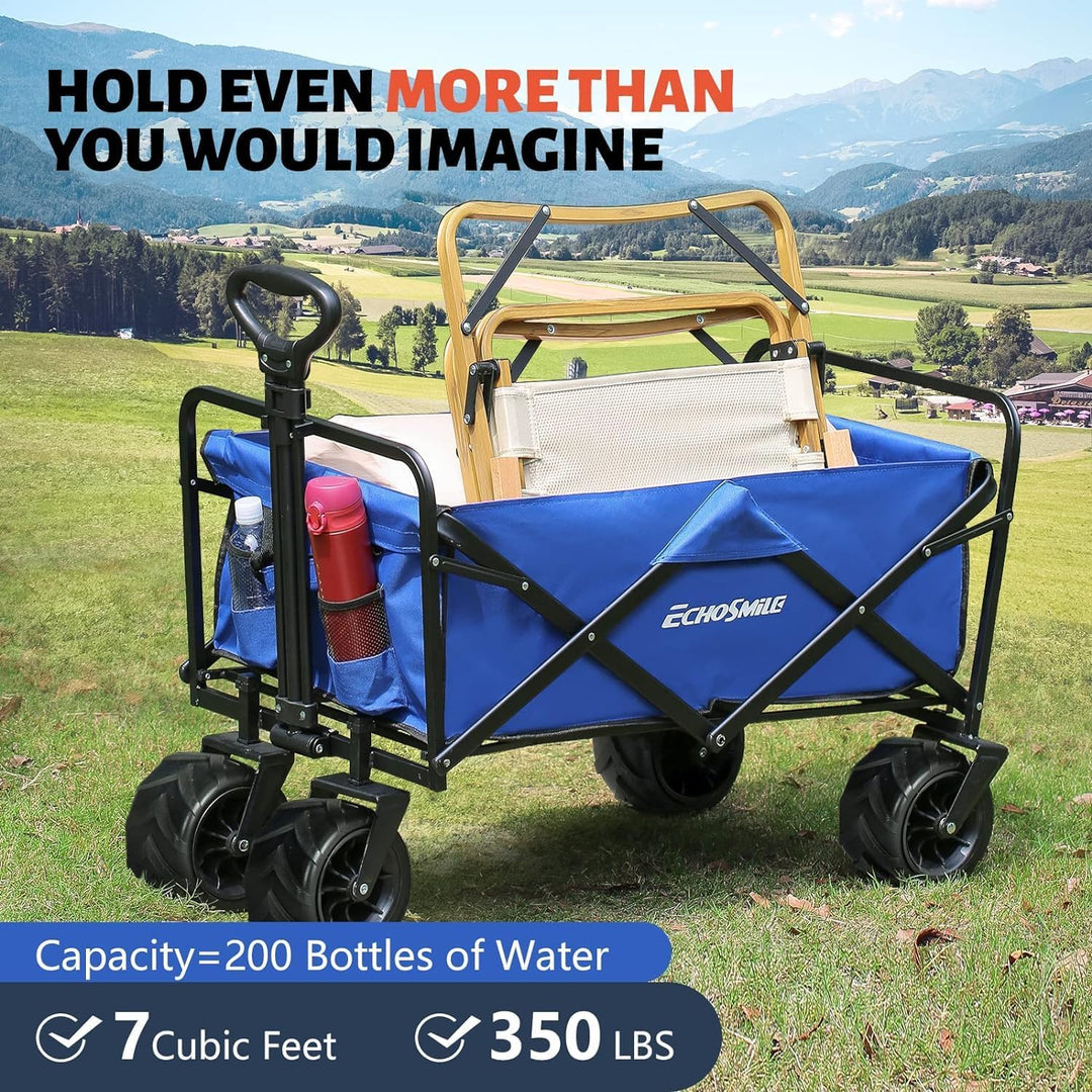 EchoSmile Bollerwagen Faltbar 200L 160KG, Handwagen Transportwagen Klappbar mit Verstellbarem Griff
