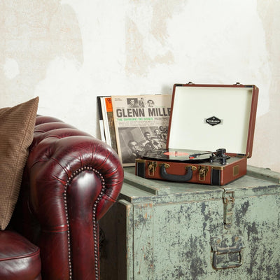 auna Jerry Lee Retro Plattenspieler - Schallplattenspieler mit Stereolautsprecher, Vinyl Player mit