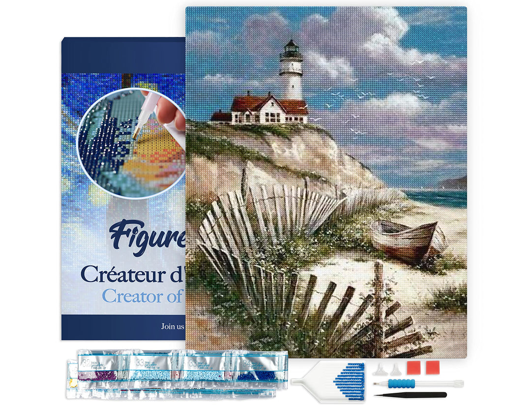 Figured'Art Diamond Painting Erwachsene 40x50cm Mit Rahmen Ganze Leinwand gespannt Haus an der Küste