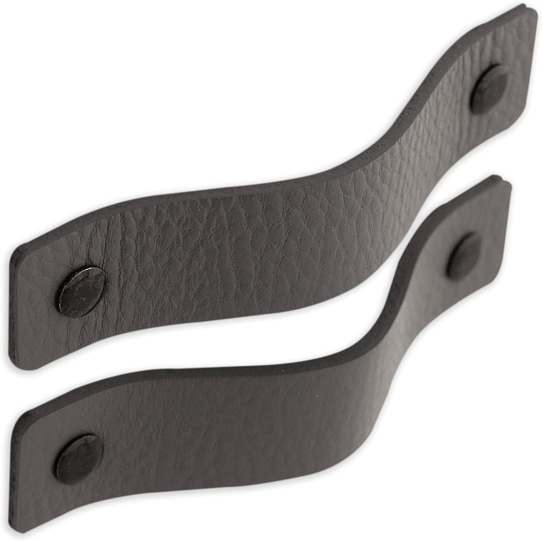 Brute Strength - Ledergriffe für Möbel - Grau - 12 Stück - 12,5 x 2,5 cm - Schrankgriff, Türgriff fü