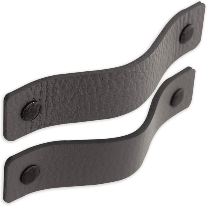 Brute Strength - Ledergriffe für Möbel - Grau - 12 Stück - 12,5 x 2,5 cm - Schrankgriff, Türgriff fü