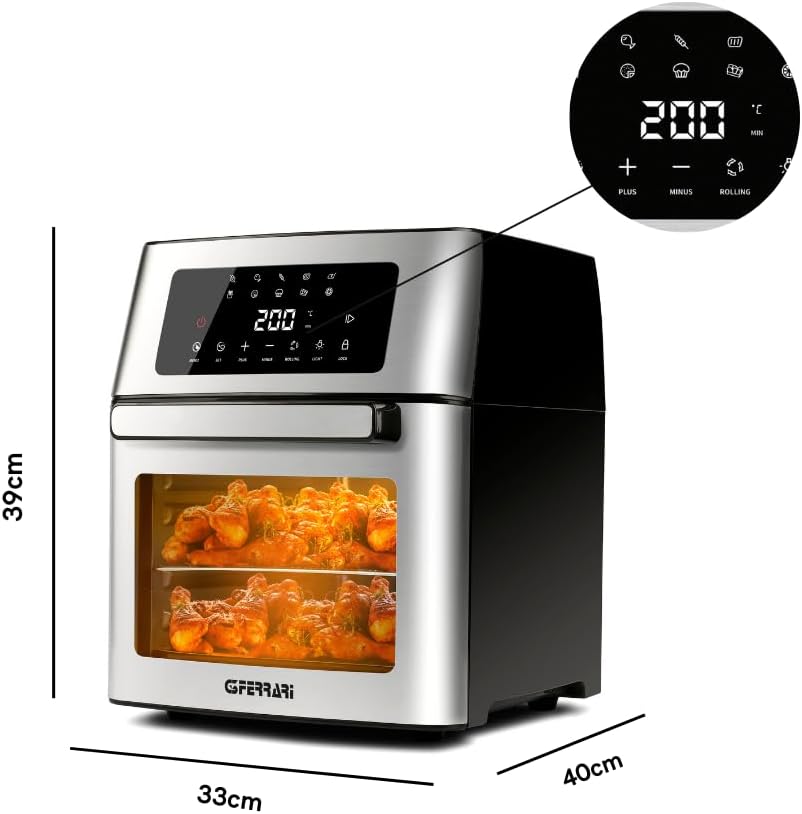 G3 Ferrari G10182 Heissluftfritteuse & Airfryer-Ofen "Friggisano EVO 15L", 1700 W, 15 L, 10 Programm