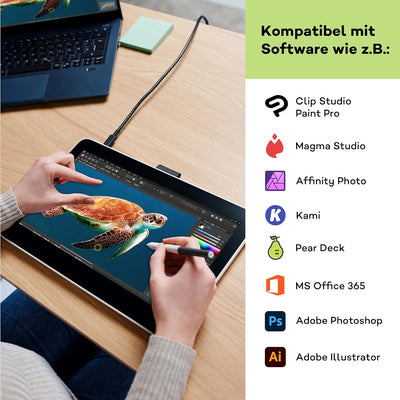 Wacom One 13 Touch Zeichentablett mit 13,3-Zoll-Multi-Touch-Bildschirm, Full-HD, 99% sRGB, inkl. bat