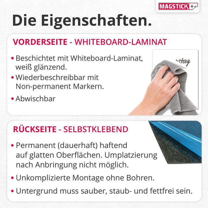 3er Set Ferrofolie Whiteboard-Folie selbstklebend I DIN A4 I flexibel beschreibbar abwischbar I Haft