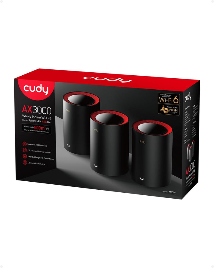 Cudy AX3000 2,5G Ganzes Home Wi-Fi 6 Wlan Mesh System, Bis zu 600 m², 2,5 g Wan, Wireguard, OpenVPN,