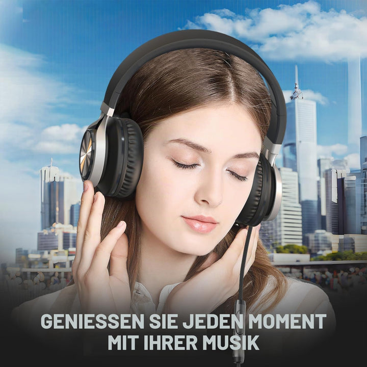 USB-C Kopfhörer mit Mikrofon und Lautstärkeregler, Over Ear Stereo Headsets für iPhone 15, 16 Pro, k