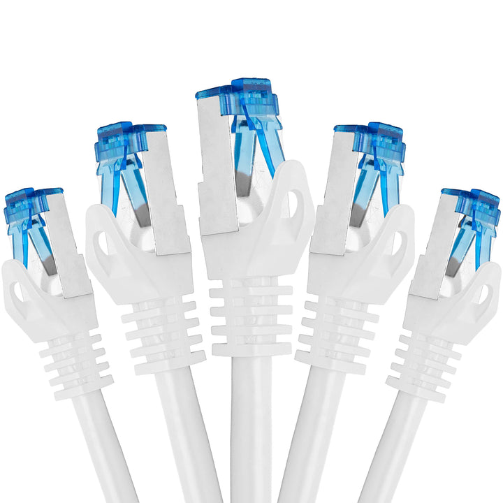 BIGtec - 5 Stück - 10m CAT.7 Gigabit Patchkabel Netzwerkkabel weiss Kupferkabel Patch Ethernt LAN DS